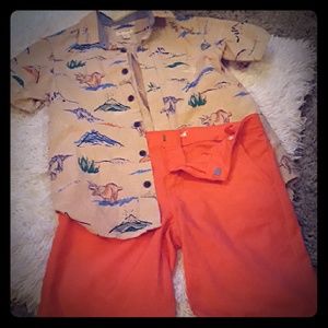 Boys 2 pieces: shorts, casual dress shirt